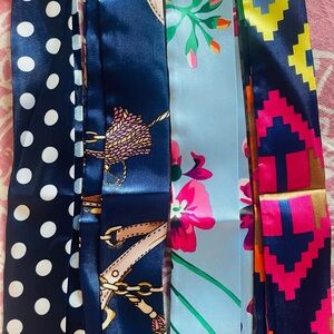 Four beautiful silky twillys in blue patterns. Brand new!